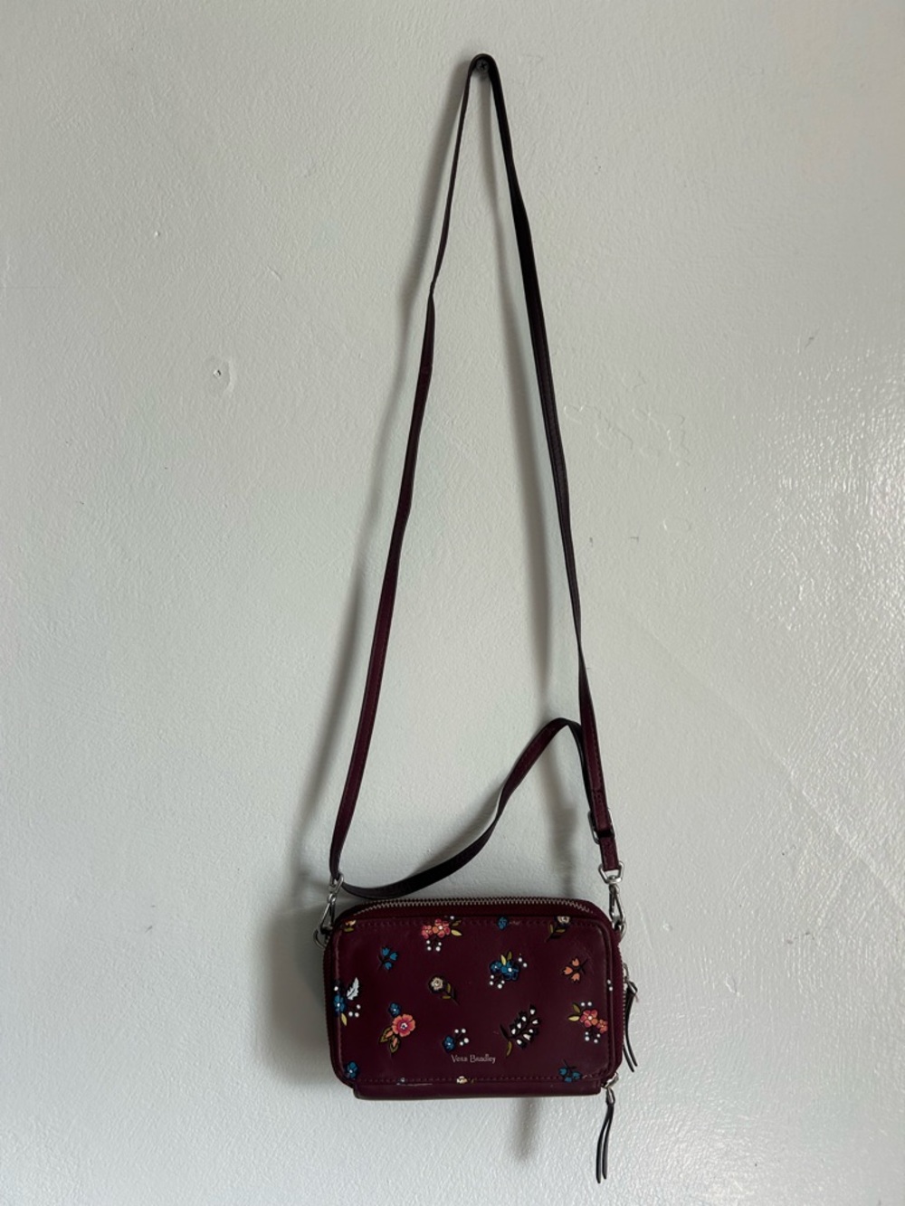 Vera Bradley Mulled Wine Floral Crossbody Wallet